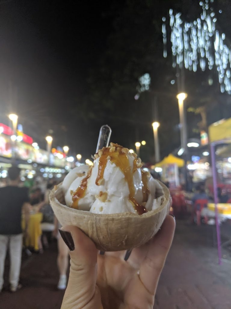 kuala lumpur coconut ice cream street food